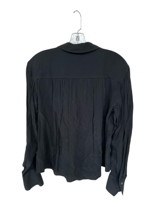 Madewell Size M Black Viscose Blend Long Sleeve Collar Button Down Top Black / M