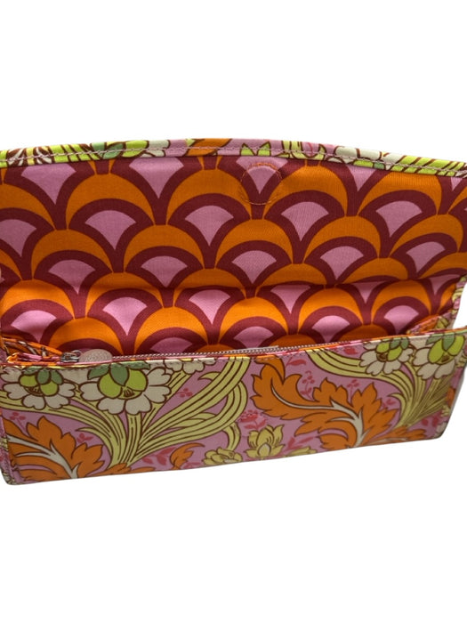 Amy Butler Orange & Pink Canvas Front Flap Botanical Rectangle Clutch Bag Orange & Pink / S