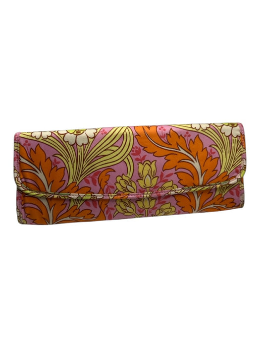 Amy Butler Orange & Pink Canvas Front Flap Botanical Rectangle Clutch Bag Orange & Pink / S
