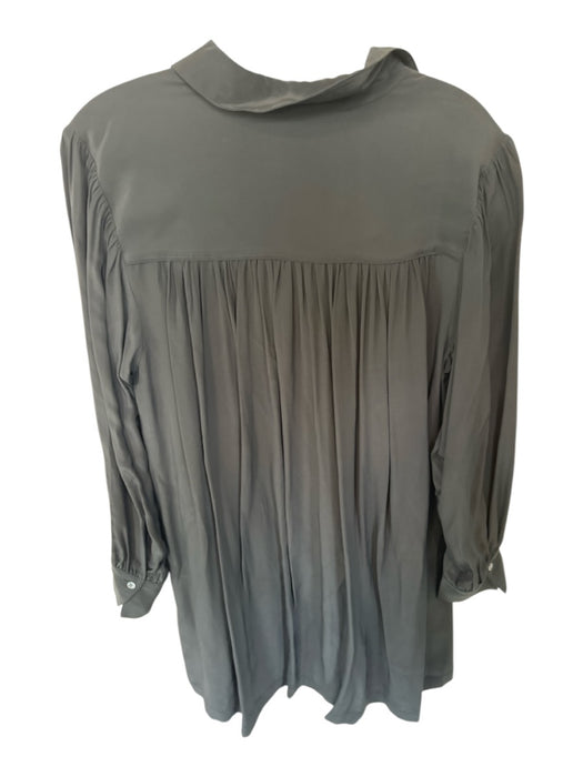 Madewell Size M Black Acetate Blend Mini Silky Button Up Long Sleeve Dress Black / M