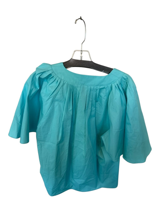 LaRoque Size M Aqua Cotton Short Sleeve V Neck Top Aqua / M