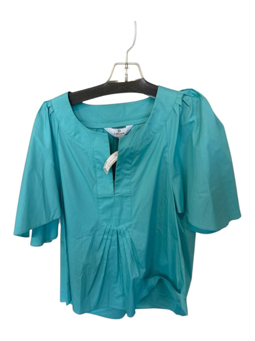 LaRoque Size M Aqua Cotton Short Sleeve V Neck Top Aqua / M