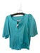 LaRoque Size M Aqua Cotton Short Sleeve V Neck Top Aqua / M