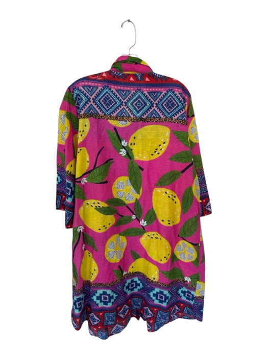 Antica Sartoria Size L/XL Multi Cotton Long Sleeve Lemons Beaded Detail Dress Multi / L/XL