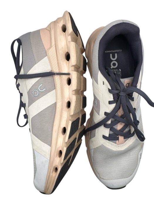 On Cloud Shoe Size 8.5 Peach & Gray Print Canvas Perforated Lace Up Sneakers Peach & Gray Print / 8.5