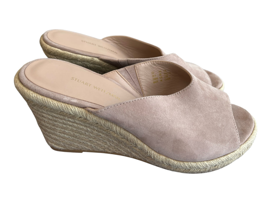 Stuart Weitzman Shoe Size 9 Mauve & Beige Leather & Suede Slip On Wedge Shoes Mauve & Beige / 9