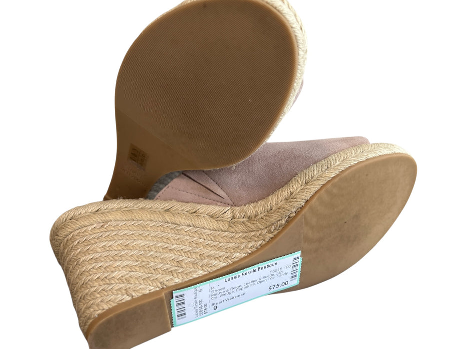 Stuart Weitzman Shoe Size 9 Mauve & Beige Leather & Suede Slip On Wedge Shoes Mauve & Beige / 9