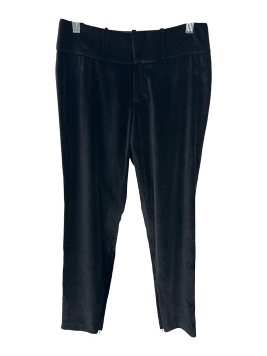 Alice + Olivia Size 4 Black Polyester Blend Velvet Ankle Zip Slim Pants Black / 4