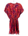 Misa Size S Red, Purple & Black Polyester Abstract Print Tassel V Neck Dress Red, Purple & Black / S