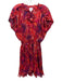 Misa Size S Red, Purple & Black Polyester Abstract Print Tassel V Neck Dress Red, Purple & Black / S