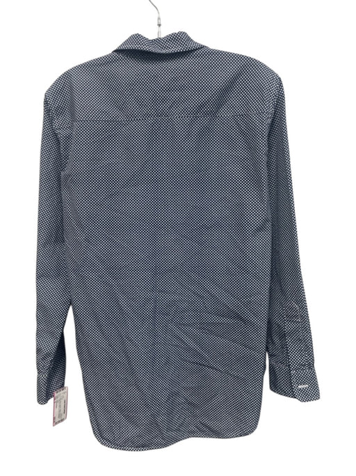 Frank & Eileen Size S Navy Blue & White Cotton Long Sleeve Polka Dot Shirt Top Navy Blue & White / S