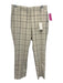 Tory Sport Size 6 Cream Beige & Brown Polyester Blend Grid Belt Loops Slim Pants Cream Beige & Brown / 6