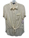 Theory Size S Cream White Silk Blend Short Sleeve Knot Front Button Up Shirt Top Cream White / S