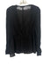 A.L.C. Size 10 Black Silk Long Sleeve Wrap Shirred Sheer Top Black / 10