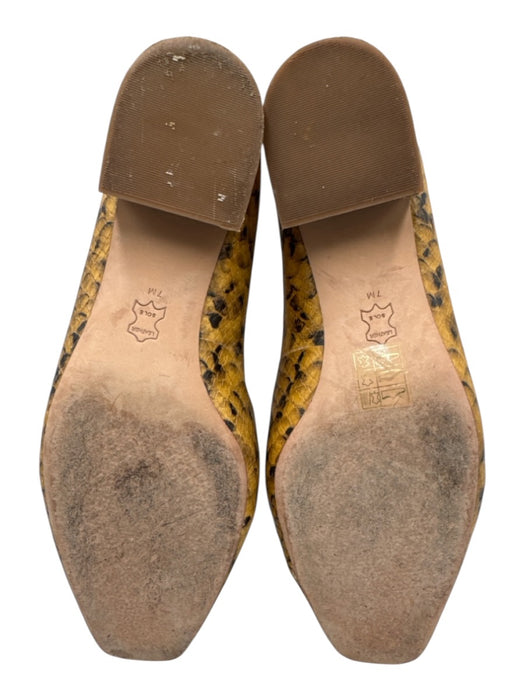 Tory Burch Shoe Size 7 Yellow & Green Leather Square Toe Gold Hardware Loafers Yellow & Green / 7