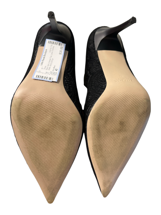Zara Basic Shoe Size 40 Black Fabric Pointed Toe Lace Overlay Stiletto Shoes Black / 40