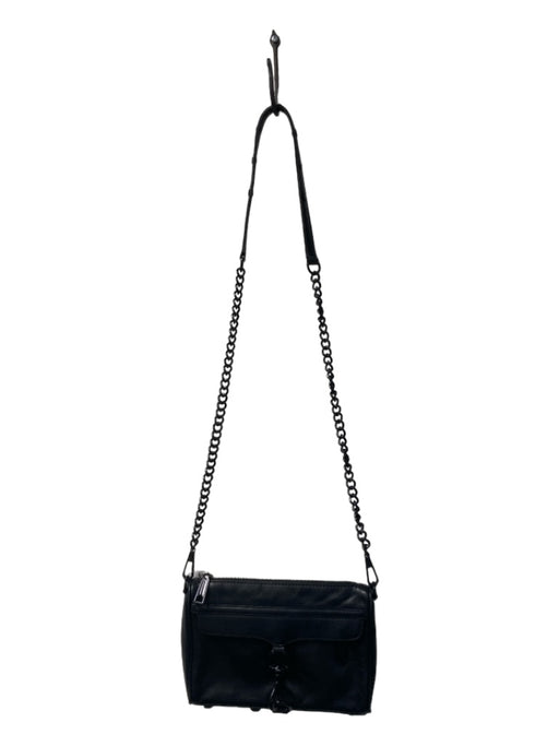 Rebecca Minkoff Black Leather Top Zipper Crossbody Strap Chain Strap Bag Black / S