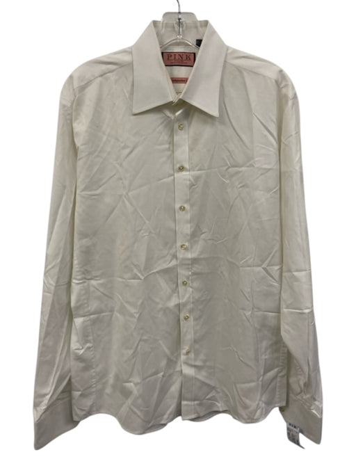 Thomas Pink Size 16.5 White Cotton Solid Button Up Men's Long Sleeve Shirt White / 16.5