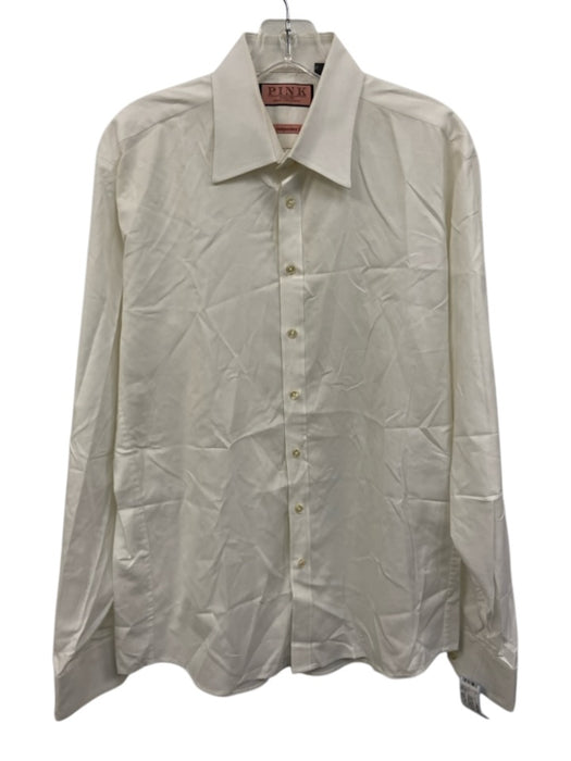 Thomas Pink Size 16.5 White Cotton Solid Button Up Men's Long Sleeve Shirt White / 16.5