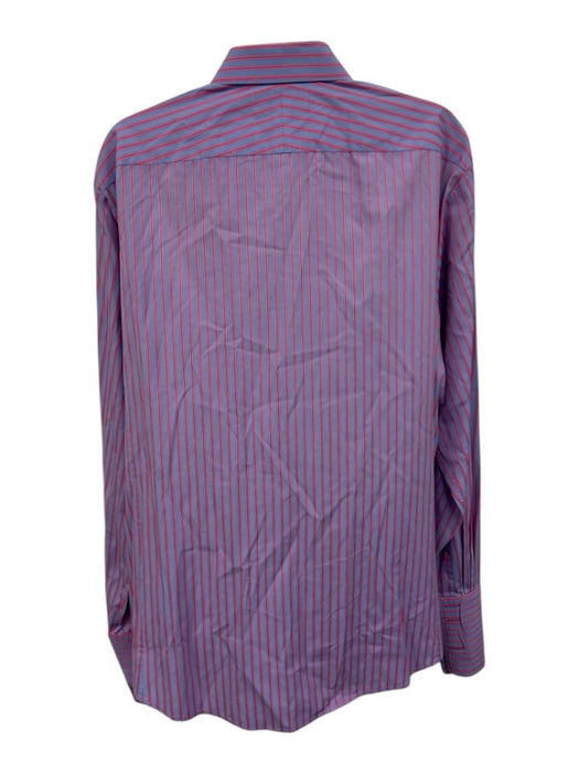Thomas Pink Size 17.5 Blue & Pink Cotton Striped Button Up Long Sleeve Shirt Blue & Pink / 17.5