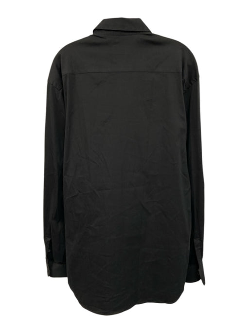 Prada Size 17.5 Black Cotton Solid Button Up Spread Collar Long Sleeve Shirt Black / 17.5