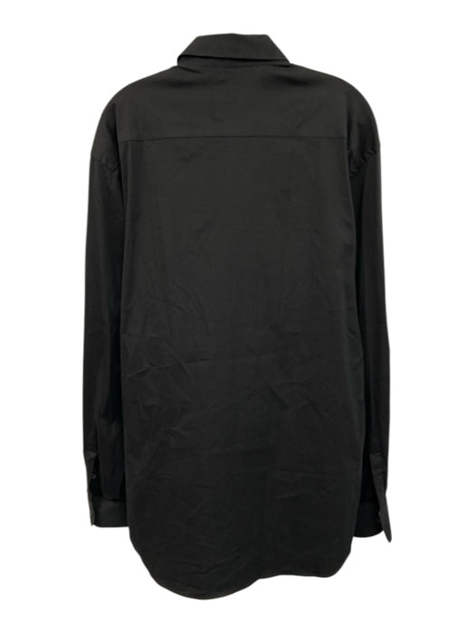 Prada Size 17.5 Black Cotton Solid Button Up Spread Collar Long Sleeve Shirt Black / 17.5