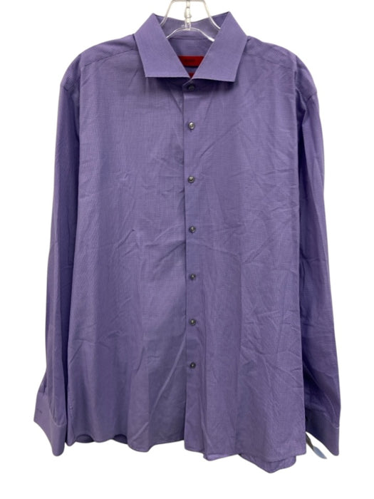 Hugo Boss Size 17.5 Purple & White Cotton Grid Button Up Men's Long Sleeve Shirt Purple & White / 17.5