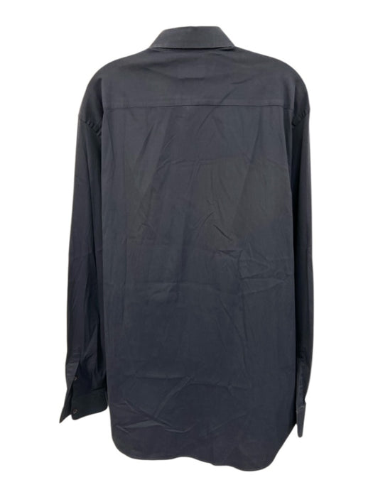 Prada AS IS Size 17.5 Blue Cotton Solid Button Up Men's Long Sleeve Shirt Blue / 17.5