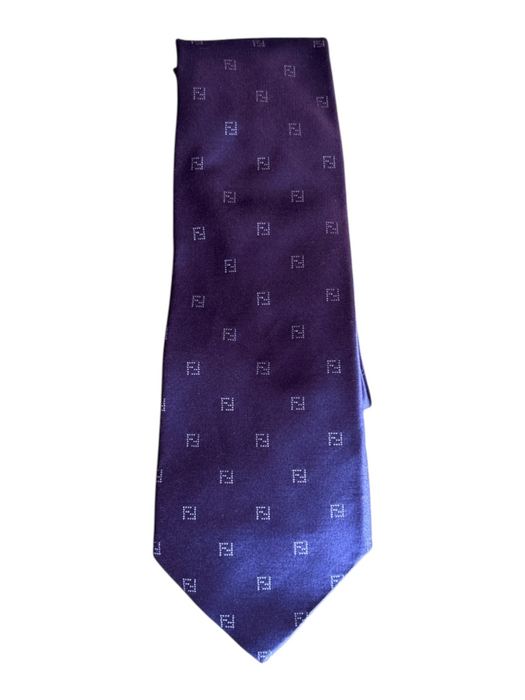 Fendi Purple Silk logo Men's Ties Purple