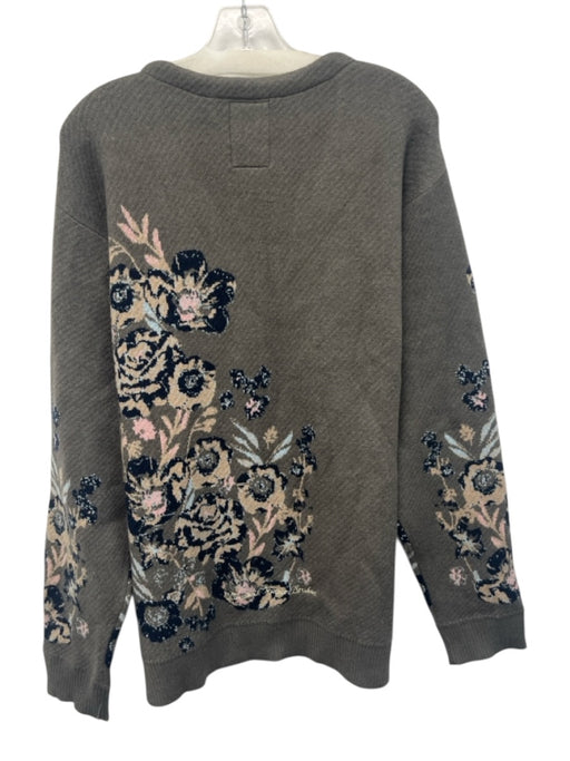 PRPS Size Large Green, Blue, Beige Viscose Blend Long Sleeve Floral Cardigan Green, Blue, Beige / Large