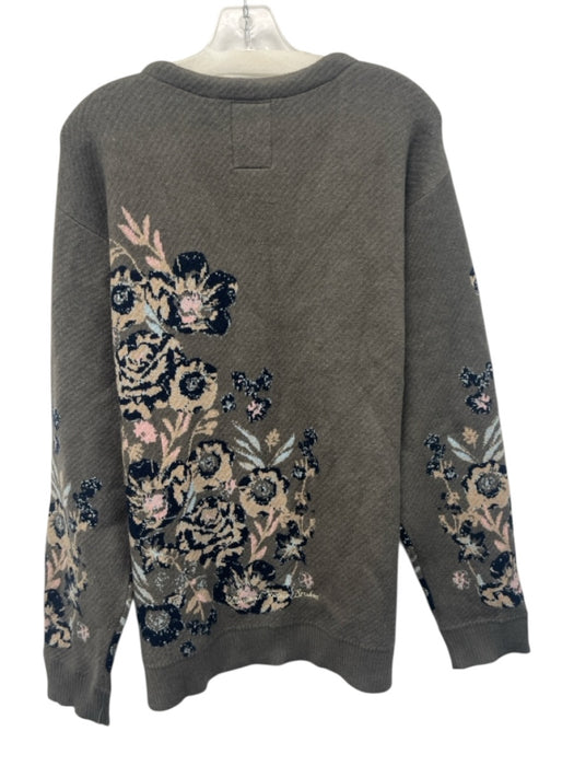 PRPS Size Large Green, Blue, Beige Viscose Blend Long Sleeve Floral Cardigan Green, Blue, Beige / Large
