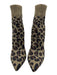 Gianvito Rossi Shoe Size 39 Olive, Brown, Black Textile & Leather Ribbed Booties Olive, Brown, Black / 39