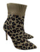 Gianvito Rossi Shoe Size 39 Olive, Brown, Black Textile & Leather Ribbed Booties Olive, Brown, Black / 39