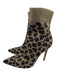 Gianvito Rossi Shoe Size 39 Olive, Brown, Black Textile & Leather Ribbed Booties Olive, Brown, Black / 39