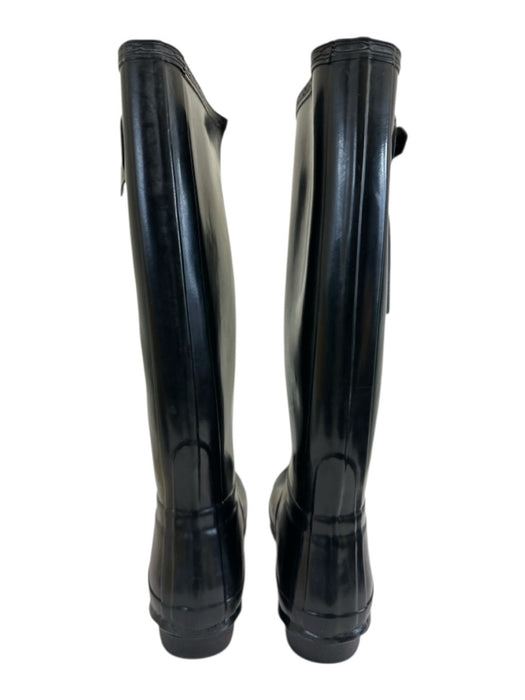 Hunter Shoe Size 9 Black Rubber Round Toe Logo Knee High Buckle Rainboots Black / 9