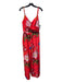 Ted Baker Size 2 Red & Multi Polyester Sleeveless Floral Belted Jumpsuit Red & Multi / 2