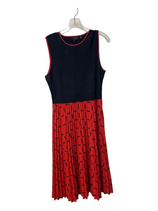 Ted Baker Size 2 Red & Black Viscose Blend Round Neck Sleeveless Geometric Dress Red & Black / 2