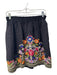 JW Los Angeles Johnny Was Size M Black & Multi Linen Blend Mini Mid Length Skirt Black & Multi / M