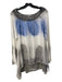 Scandal Size Est L White, gray & blue Missing Fabric Tag Sheer Overlay Top White, gray & blue / Est L