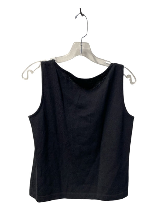 St. John Caviar Size S Black Cotton Blend Round Neck Sleeveless Hip Length Top Black / S