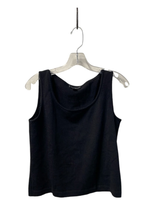 St. John Caviar Size S Black Cotton Blend Round Neck Sleeveless Hip Length Top Black / S