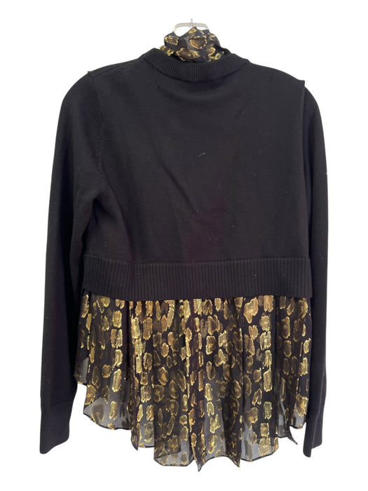 Veronica Beard Size M Black & Gold Wool & Silk Round Neck Long Sleeve Top Black & Gold / M