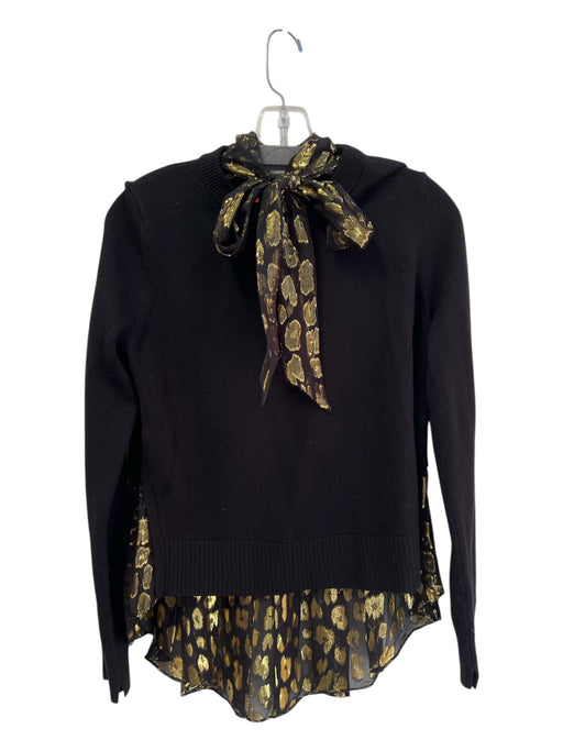 Veronica Beard Size M Black & Gold Wool & Silk Round Neck Long Sleeve Top Black & Gold / M