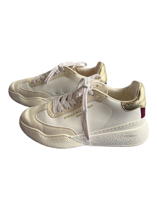 Stella McCartney Shoe Size 37 White Leather Suede Gold detail Low Top Sneakers White / 37