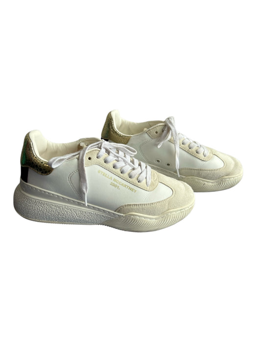 Stella McCartney Shoe Size 37 White Leather Suede Gold detail Low Top Sneakers White / 37