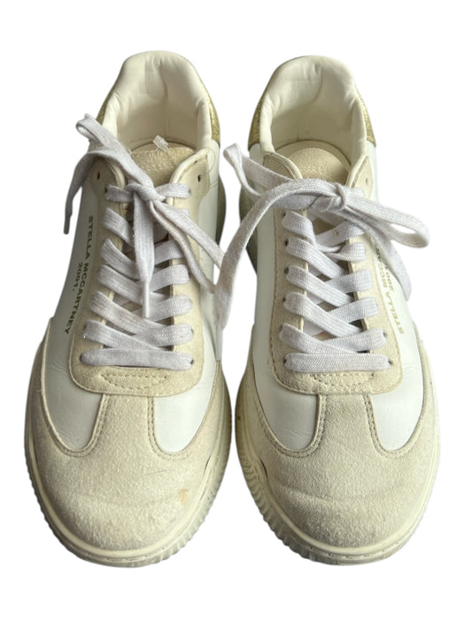 Stella McCartney Shoe Size 37 White Leather Suede Gold detail Low Top Sneakers White / 37