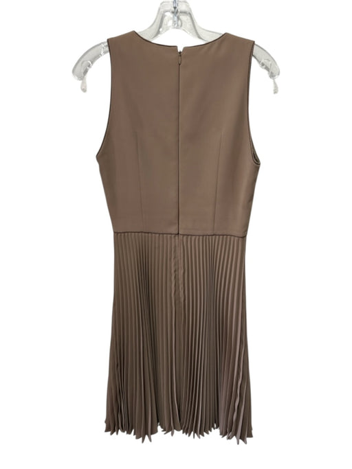 Andrew GN Size 38 Brown Microfiber Sleeveless Square Neck Embroidered Dress Brown / 38