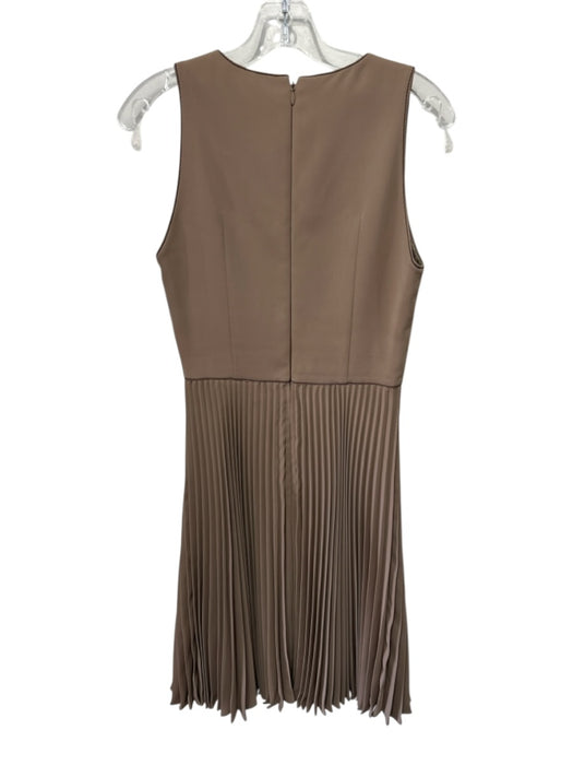 Andrew GN Size 38 Brown Microfiber Sleeveless Square Neck Embroidered Dress Brown / 38