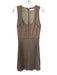 Andrew GN Size 38 Brown Microfiber Sleeveless Square Neck Embroidered Dress Brown / 38