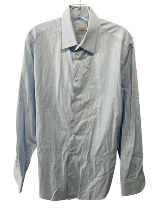 Armani Collezioni Size 16.5 Blue Solid Button Down Men's Long Sleeve Shirt Blue / 16.5